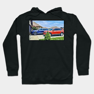 Red and Blue Car Photo Hoodie